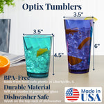 Optix Plastic Reusable Drinking Glasses (Set of 16) 14Oz Rocks & 20Oz Water Cups in Coastal Colors | Bpa-Free Tumblers, Made in USA | Top-Rack Dishwasher Safe