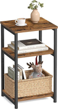 BARNET Collection - Side Table, Small End Table for Living Room, Modern Tall Nightstand, Bedroom, Office, Bathroom, Steel Frame, Rustic Brown and Ink Black ULET273B01