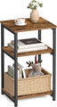 BARNET Collection - Side Table, Small End Table for Living Room, Modern Tall Nightstand, Bedroom, Office, Bathroom, Steel Frame, Rustic Brown and Ink Black ULET273B01