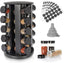 Black Countertop Rotating Spice Rack, round Empty 20-Jars Revolving Spice Rack Organizer, 135 Spice Labels with Funnel Complete Set, for Kitchen Countertop, Cabinet