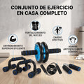 AB Wheel Roller Kit with Push-Up Bar, Knee Mat, Jump Rope and Hand Gripper - Home Gym Workout for Men Women Core Strength & Abdominal Exercis