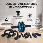 AB Wheel Roller Kit with Push-Up Bar, Knee Mat, Jump Rope and Hand Gripper - Home Gym Workout for Men Women Core Strength & Abdominal Exercis