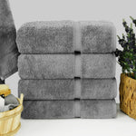 4 Piece Bath Towel Set, 100% Cotton Luxury Turkish Towels for Bathroom, Soft Absorbent Bath Towels, 27 X 54 Inches, Gray