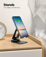 Dual Folding Cell Phone Stand, Fully Adjustable Foldable Desktop Phone Holder Cradle Dock Compatible with Iphone 17 16 15 14 13 12 11 Pro Max Xs Xr X 8, Nintendo Switch, All Phones