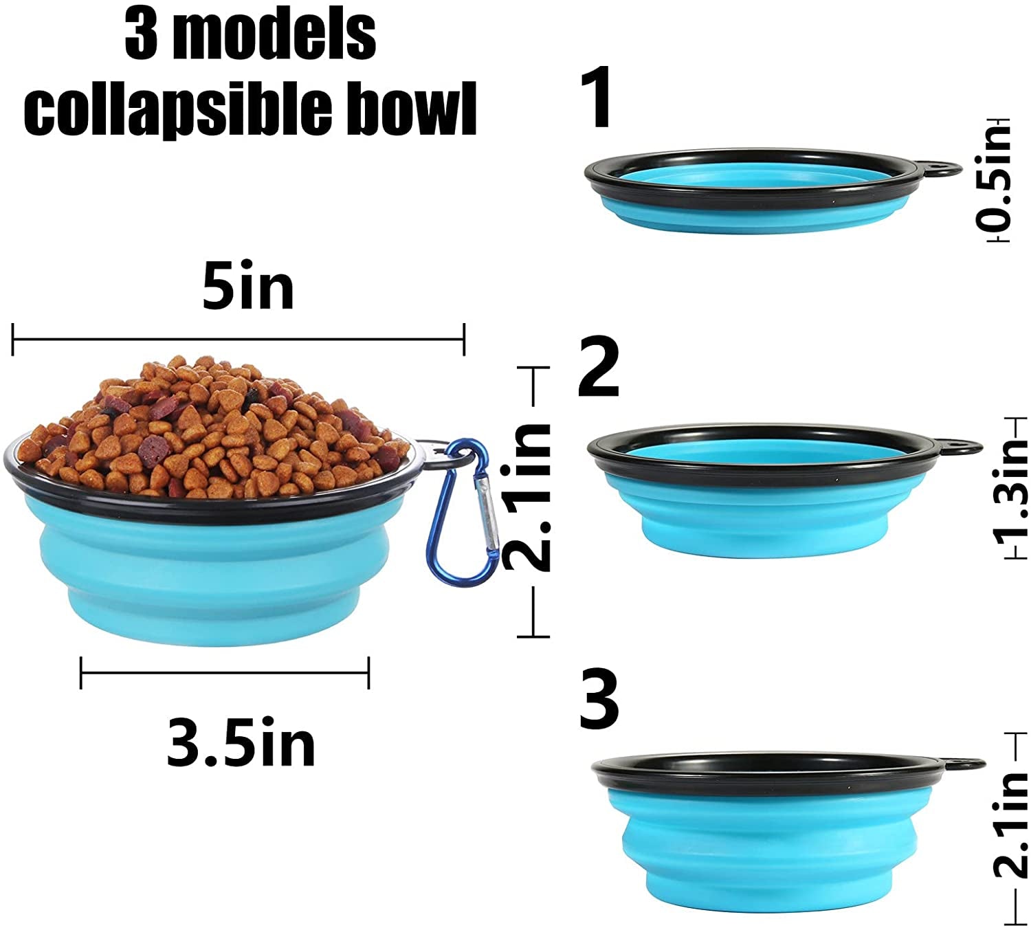 Collapsible Bowl with Cover Lids,2 Pack Dog Travel Bowls Portable Foldable Cat Water Dish Bowl for Pets Walking Parking Camping (Light Blue and Green, Small)