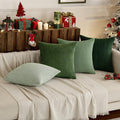 Boho Farmhouse Sage Green Throw Pillow Covers 18X18 Inch Set of 4 Mordern Nordic Cushion Covers Soft Corduroy Spring Home Decor for Couch Bed Sofa Living Room Forest Green
