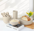 36-Piece Reusable Wheat Straw Dinnerware Sets for 6,  Unbreakable Reusable Set Kitchen Cups, Plates, Bowls Sets & Cultery Dishwasher Microwave Safe - Patio, Outdoors, RV, Camping Dishes
