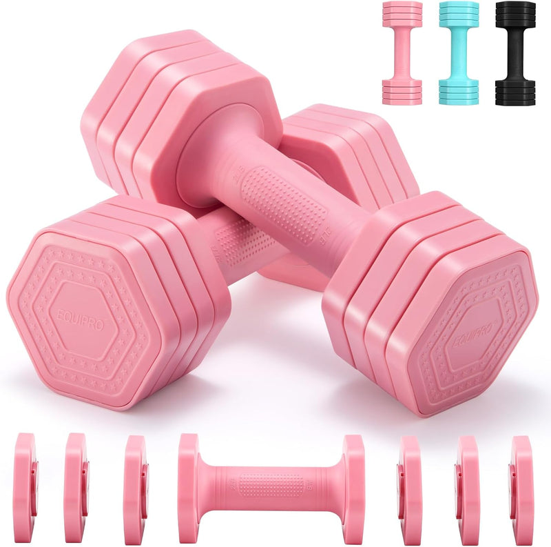 Adjustable Dumbbell Set, 4 in 1 Free Weights Dumbbells Set for Women, Weights for Women at Home, 2Lb 3Lb 4Lb 5Lb with TPU Soft Rubber Handle for Home Gym Exercise Training