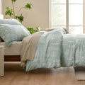 Full Comforter Set - Sage Green Bed Set, 3 Pieces Cute Floral Bedding, 1 Soft Reversible Botanical Flowers Comforter and 2 Pillow Shams