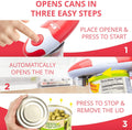 Auto Electric Can Opener: Open Your Cans with a Simple Press of Button - Automatic, Hands Free, Smooth Edge, Battery Operated, YES YOU CAN (Red)