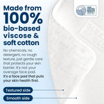 Clean² Pads 2.0 [NEW & Improved Edges] Guaranteed Not to Shed & Tear Face Pads, Unique Triple Layers, Textured & Ultra Soft Side, Organic Disposable Cotton, Pair with Makeup Remover