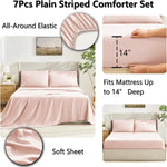 Full Size Comforter Sets Blush Pink, 7 Pieces Bed in a Bag, Pink Comforter Full Size, All Season Bedding Sets with Stitch Quilted Comforter, Flat Sheet, Fitted Sheet, Pillowcases