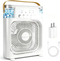 Portable Air Conditioner Fan, Mini Evaporative Air Cooler with 5 Spray Nozzles,3 Wind Speeds,3 Timers, 7 Colors LED Light,600Ml Personal AC Unit Fan for Bedroom Office Camping（White）