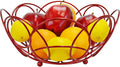 round Fruit Basket, Decorative Kitchen Counter Bowl, 10 3/8-Inch Diameter, Red Color