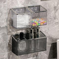 Drill-Free Stick-On Wall Shelves | Space-Saving Floating Organizer for Kitchen, Bathroom & Office | Plastic Storage Shelves for Makeup & Home Decor (Transparent_Silver)