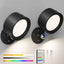 Magnetic Wall Sconce Dimmable, 2 Pack Rechargeable Battery Operated USB, Picture Painting Wall Light with Remote, Halloween Christmas Lights LED Wall Mounted Lamp (Black#A)