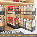 Pull Out Spice Rack Organizer for Cabinet, Heavy Duty Slide Out Seasoning Kitchen Organizer, Cabinet Organizer, with Labels, 5.2" W X10.75 D X10 H, 2 Drawers 2-Tier