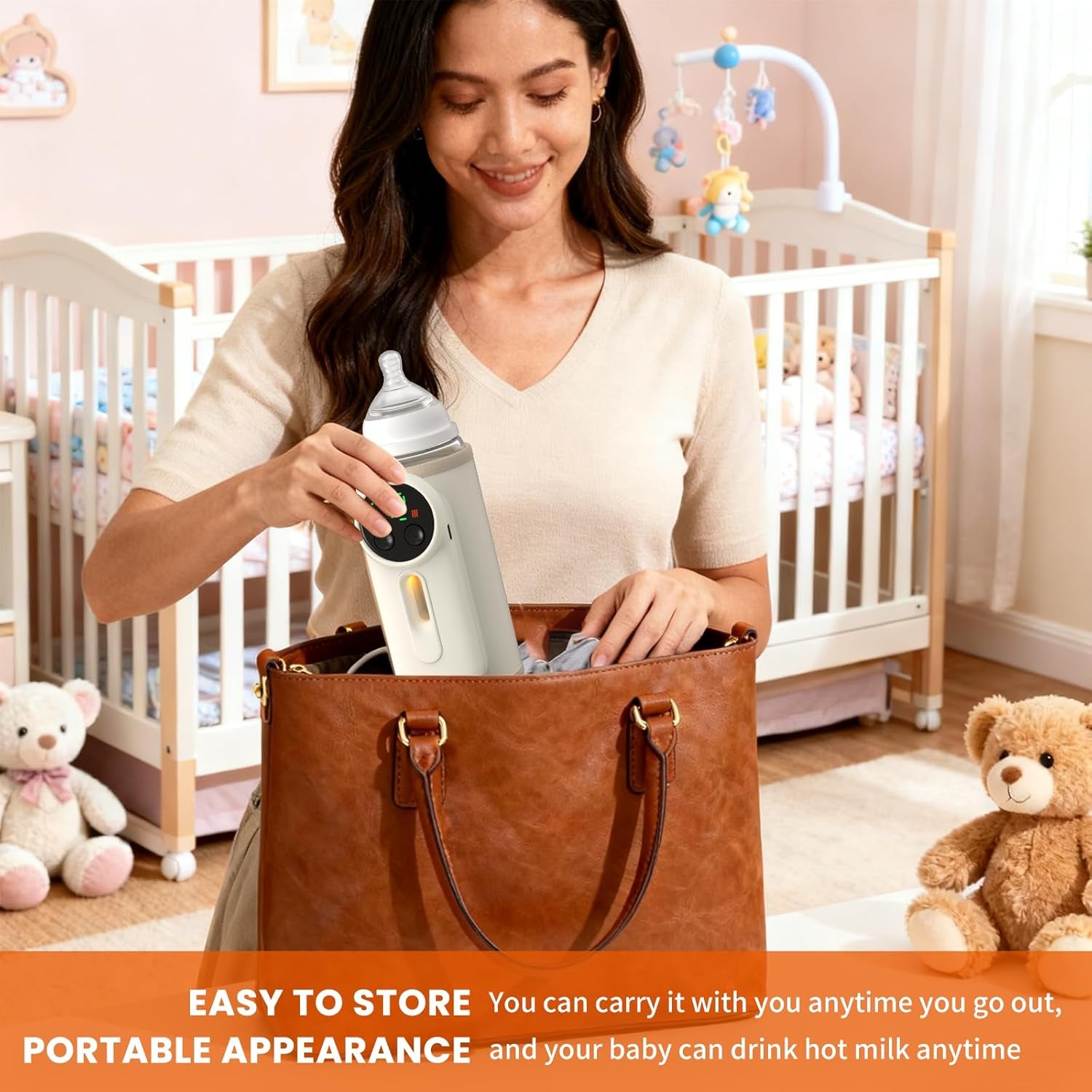 Portable Baby Bottle Warmer, Baby Milk Warmer, Rechargeable 8000Mah Battery, Breast Milk Warmer with Defrost Function, Compatible with All Baby Bottles Ideal for Home and Travel Use