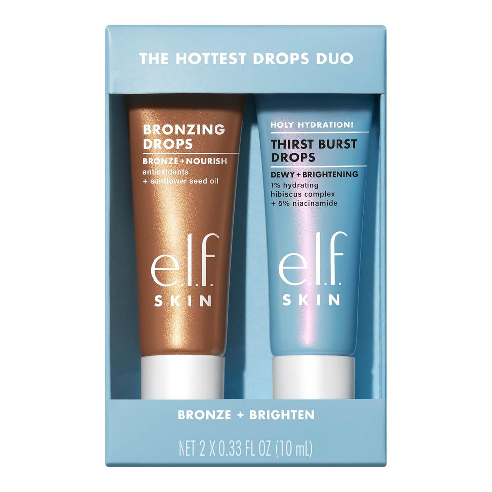 SKIN the Hottest Drops Duo, Holy Hydration! Thirst Burst & Bronzing Skincare Set, for a Dewy, Sun-Kissed Look, Vegan & Cruelty-Free