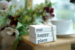 Farmhouse Mini White Decorative Books for Tiered Tray Decor - Wooden Book Stack Faux Books for Coffee Table Living Room Decoration - Small Shelf Decor Accent