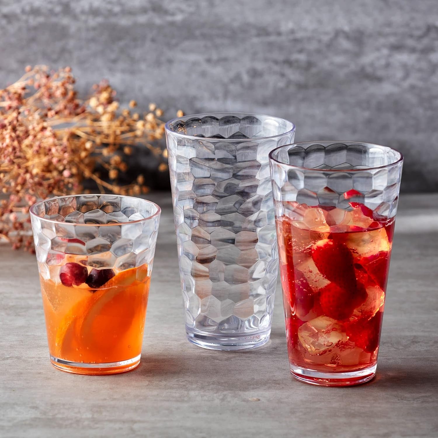 '- Iceberg - 24-Ounce Plastic Tumblers (Set of 8), Plastic Drinking Glasses, All-Clear High-Balls, Reusable Cups, Stackable, Bpa-Free, Shatter-Proof, Dishwasher-Safe