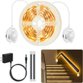 Motion Activated LED Strip Lights for Stairs, under Bed Warm White Night Lighting with Dual Motion Sensors,Dimmable Auto On/Off Indoor LED Light Strip for Hallway Closet Bedroom Cabinet Kitchen 19.7Ft
