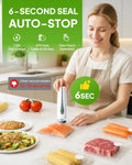 Handheld Compact Vacuum Sealer for Food (Vacuum Sealer Machine + 30 Reusable Vacuum Bags), 6-Second Seal & 6X Fresh Longer, Rechargeable Portable Vacuum Sealer for Travel/Home Kitchen/Chef