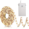 Battery Operated Motion Sensor Cabinet Strip Lights, 9.8Ft 90 LED under Cabinet Lights, Motion & Night Sensor Safe Tape Light for Stairs Wardrobe Kitchen (Warm White)