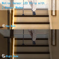 Battery Operated Motion Sensor Cabinet Strip Lights, 9.8Ft 90 LED under Cabinet Lights, Motion & Night Sensor Safe Tape Light for Stairs Wardrobe Kitchen (Warm White)