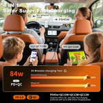 Retractable Car Charger 4 in 1, Car Charger USB C Fast Charge 84W Cigarette Lighter USB Charger, Travel Essentials Car Accessories Gifts for Men Women for Iphone 17 16 15 14 13 12 Pro Max, Samsung