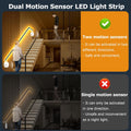 Motion Activated LED Strip Lights for Stairs, under Bed Warm White Night Lighting with Dual Motion Sensors,Dimmable Auto On/Off Indoor LED Light Strip for Hallway Closet Bedroom Cabinet Kitchen 19.7Ft