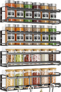 Spice Rack Wall Mounted 4 Pack,Space-Saving Spice Organizer for Spice Jars and Seasonings,Screw or Adhesive Hanging Spice Rack Organizer for Your Kitchen Cabinet,Pantry Door,11.41X2.75X2.75In