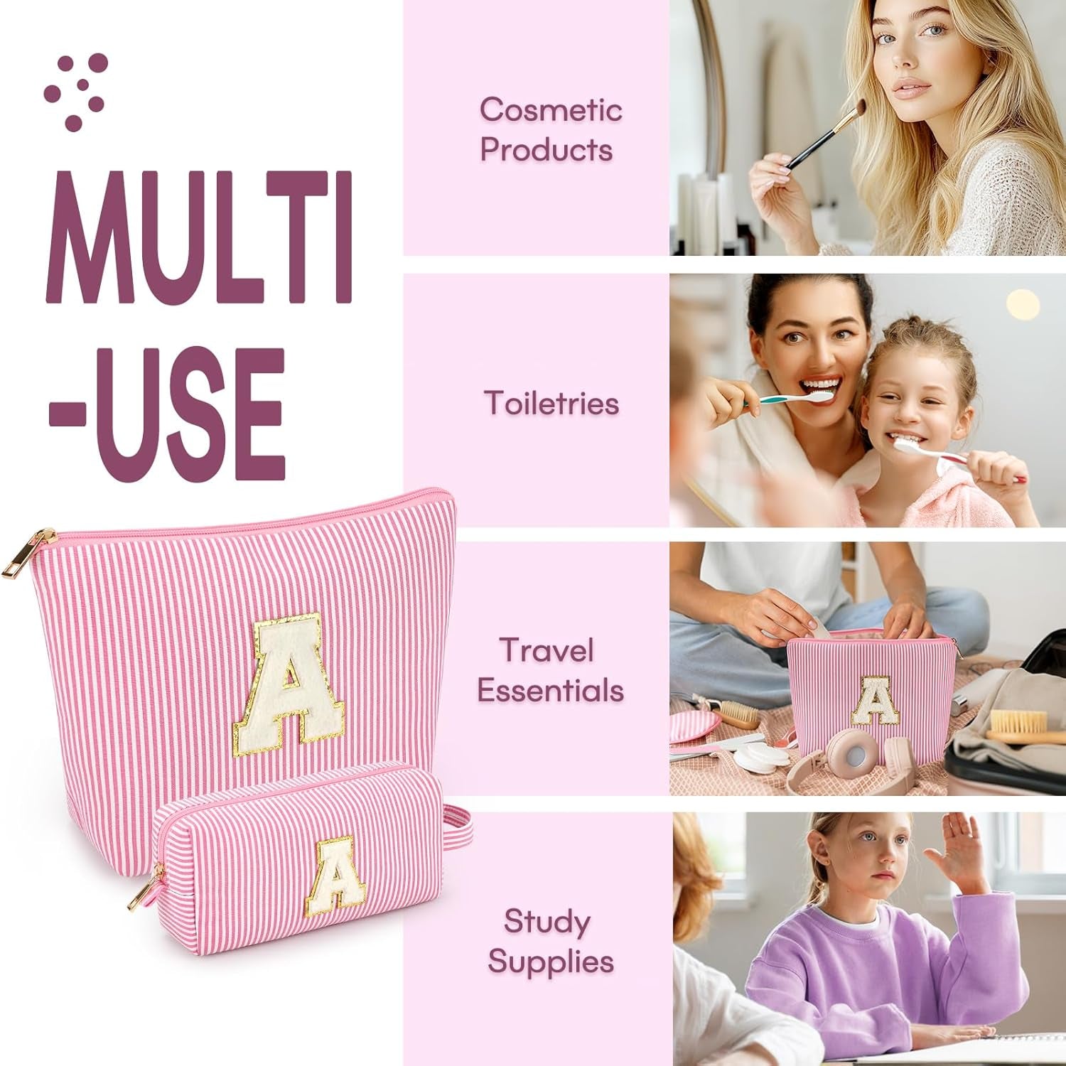 Graduation Gifts for Teen Girls Girlfriend - Mothers Day Gifts for Mom - 2PCS Gifted Box Makeup Bags - Cosmetic Bag for Travel Toiletry - Teen Girl Gifts Trendy Stuff Teacher Gift - Pink A