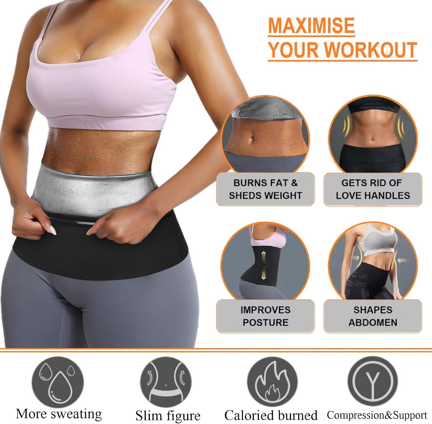 Sauna Suit Waist Trimmer for Women Waist Trainer Sweat Band for Stomach Belt Lower Belly plus Size