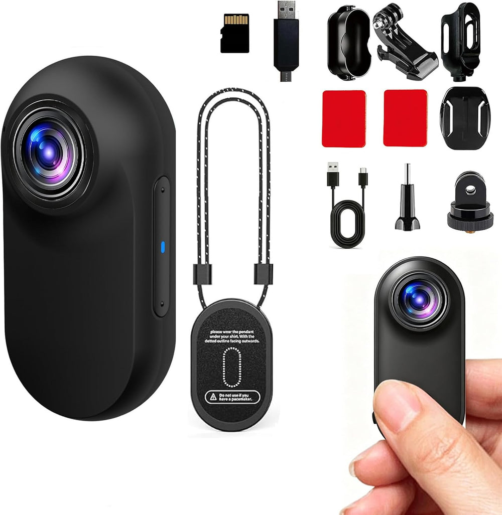 Thumb Camera, Portable Mini Body Camera with Accessories and Memory Card Hands Free Mini Wearable Body Worn Action Camera for Security, Work, Guard, Travel（Black）