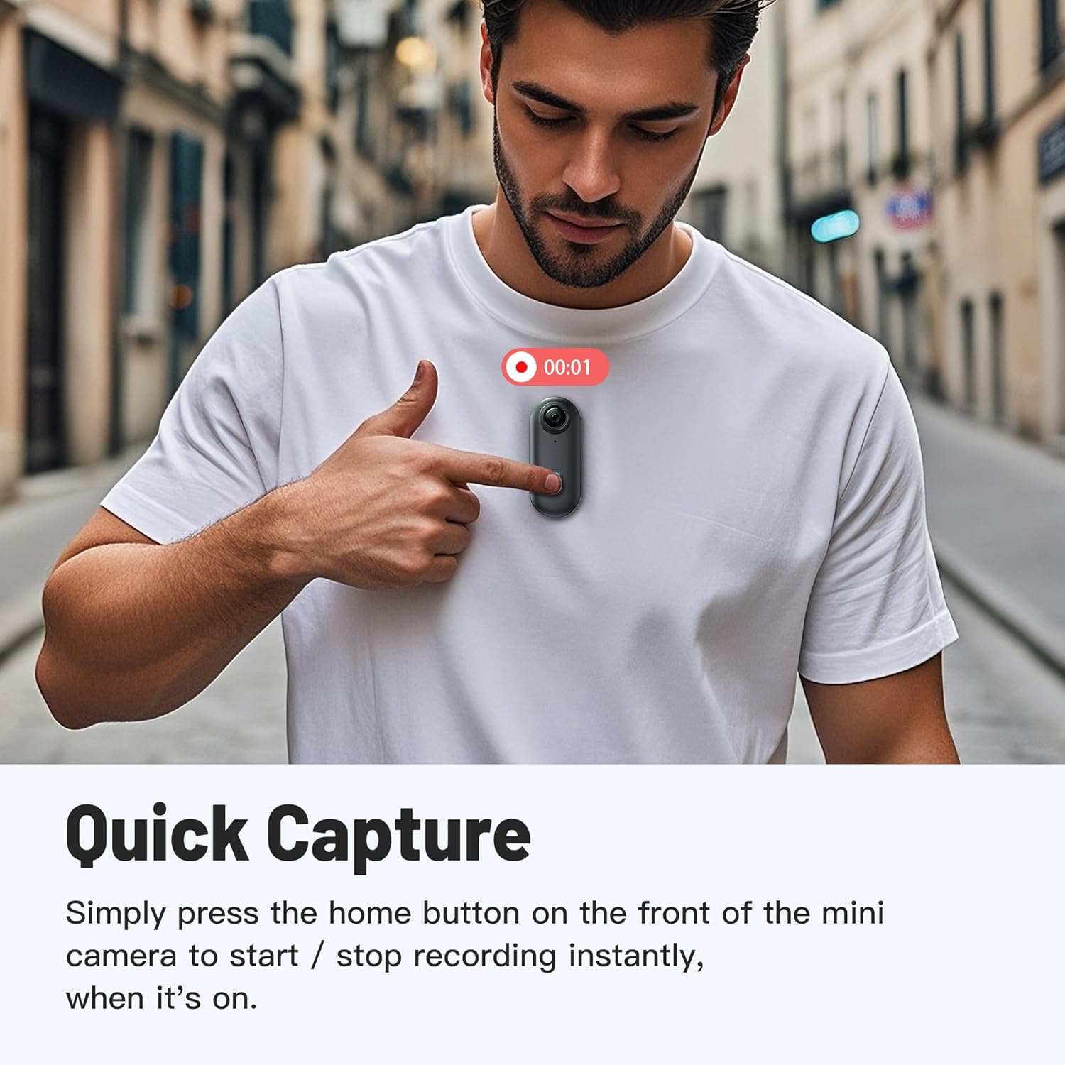 Mini Body Camera, Wearable Action Body Cam, Thumb Size Hands Free Recording Body Worn Camera, Premium Portable Camcorder Mount Anywhere for Pet Walking, Work, Travel (Grey, 32GB)