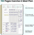 Fitness Journal for Women & Men, Food & Workout Journal Planner Log Book with Measuring Tape, Undated Wellness Planner to Track Weight Loss, Muscle Gain, Home Gym Exercise, Daily Nutrition, 9.5" X 7"