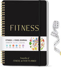 Fitness Journal for Women & Men, Food & Workout Journal Planner Log Book with Measuring Tape, Undated Wellness Planner to Track Weight Loss, Muscle Gain, Home Gym Exercise, Daily Nutrition, 9.5" X 7"
