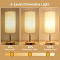 Table Lamp for Nightstand, High-Sensitivity Touch, 3-Level Dimmable Bedside Lamp with AC Outlet | USB | and USB-C, Ideal Night Stand Lamp for Bedroom, Reading, Living Room(Warm&Wooden)