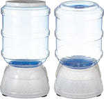 Automatic Pet Water Dispenser and Gravity Food Feeder Set for Cat and Dog, Easy to Clean, 6-Pound Food Capacity, 1-Gallon, Small, Gray, Pack of 2