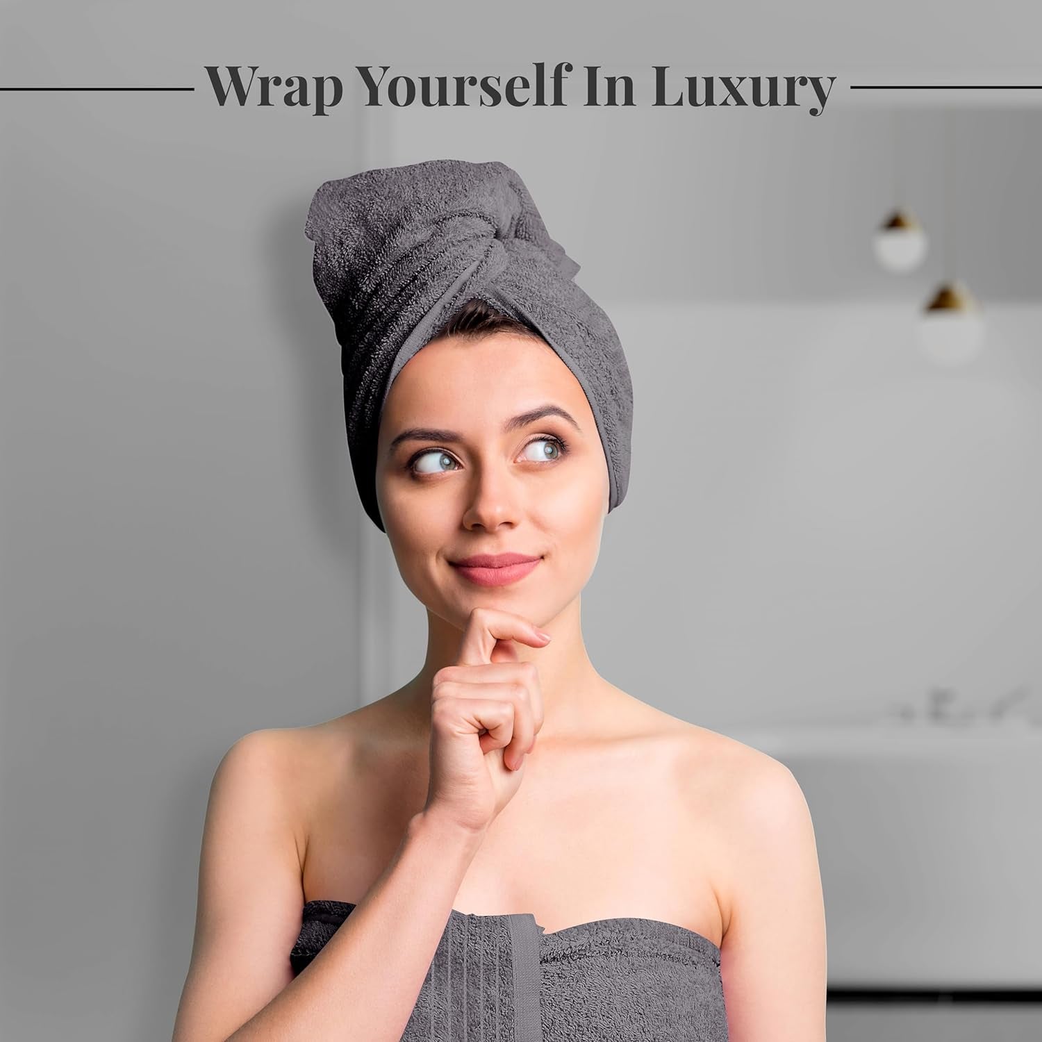 Pack of 8 Towels Set, 2 Extra Large Bath, 2 Hand, 4 Washcloths, 100% Cotton, Lighter Weight, Quicker to Dry, Super Absorbent, Perfect for Bathroom, Dark Grey