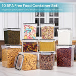 10 PCS Flour and Sugar Storage Container, Large Airtight Food Canisters with Lids for Kitchen, Pantry Organization, BPA Free, Black