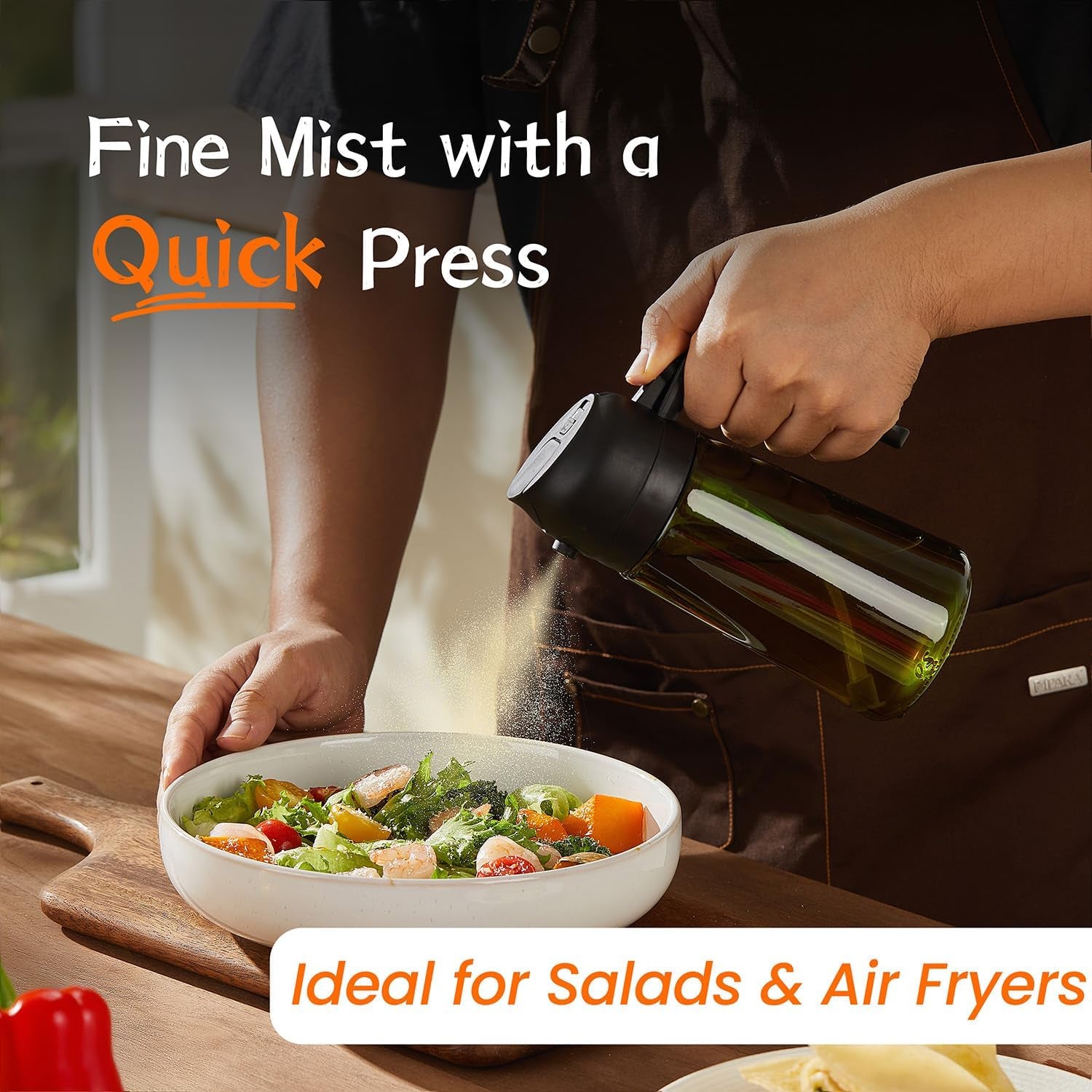 - Original 16Oz/470Ml Olive Oil Dispenser Bottle for Kitchen Gadgets and Air Fryer Accessories - Olive Oil Sprayer for Cooking W/Stickers - Black&Green