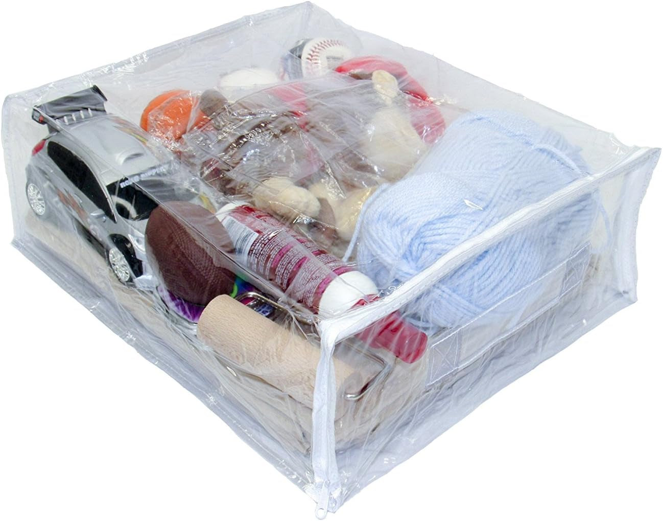 8-Pack Heavy Duty Vinyl Zippered Closet Square Storage Bags (Clear) for Sweaters, Sheets, Arts & Crafts, Toys and Much More! (12" X 15" X 5") 3.9 Gallon