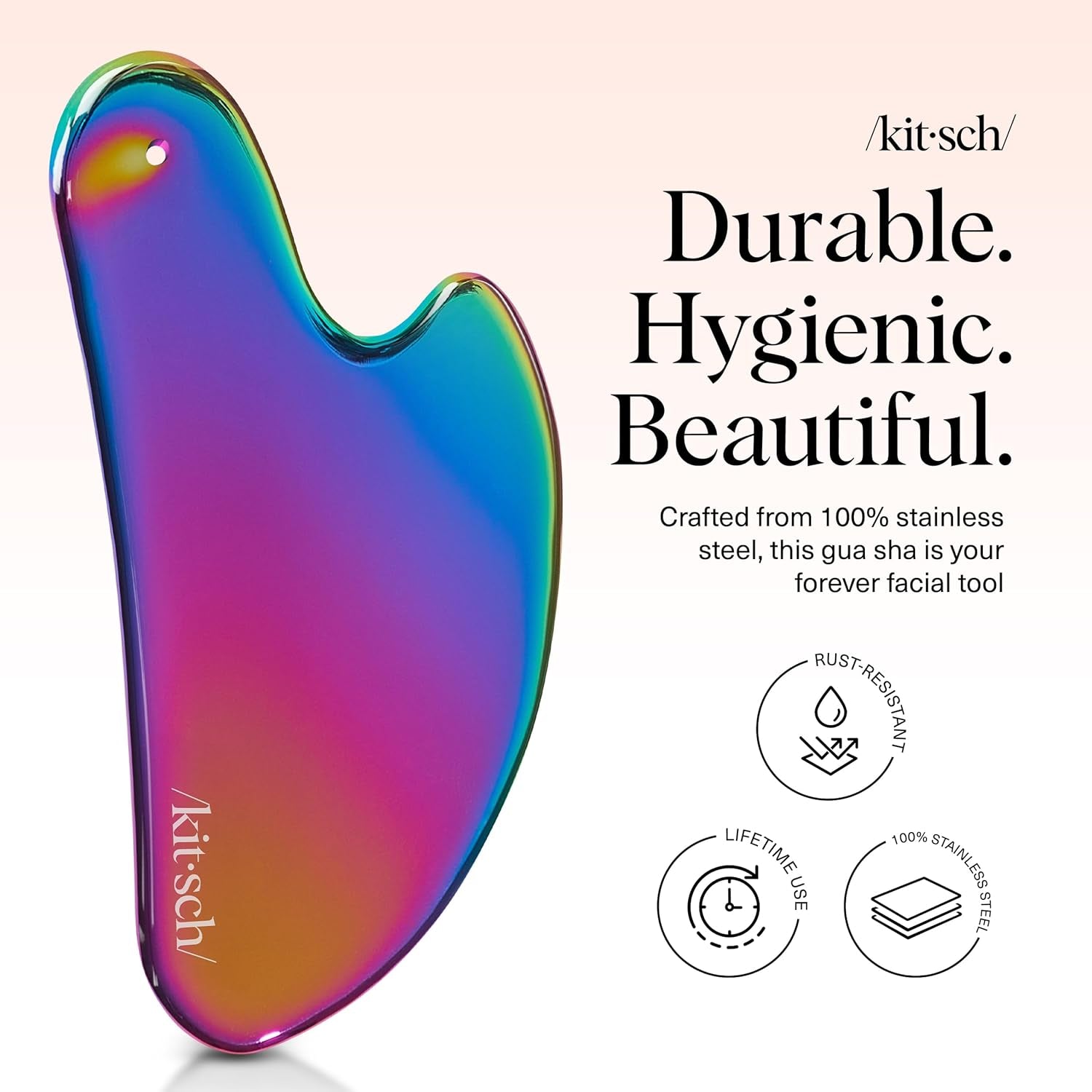 Stainless Steel Gua Sha Facial Tools - Guasha Tool for Face, Face Sculpting Tool, Neck Massager, Double Chin Reducer Gua Sha Tools, Lymphatic Drainage Massager, Facial Skin Care - Iridescent