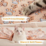 1 Pack 3 Blankets Super Soft Fluffy Premium Fleece Pet Blanket Flannel Throw for Dog Puppy Cat Paw Brown/Pink/White Small(23X16 Inch)