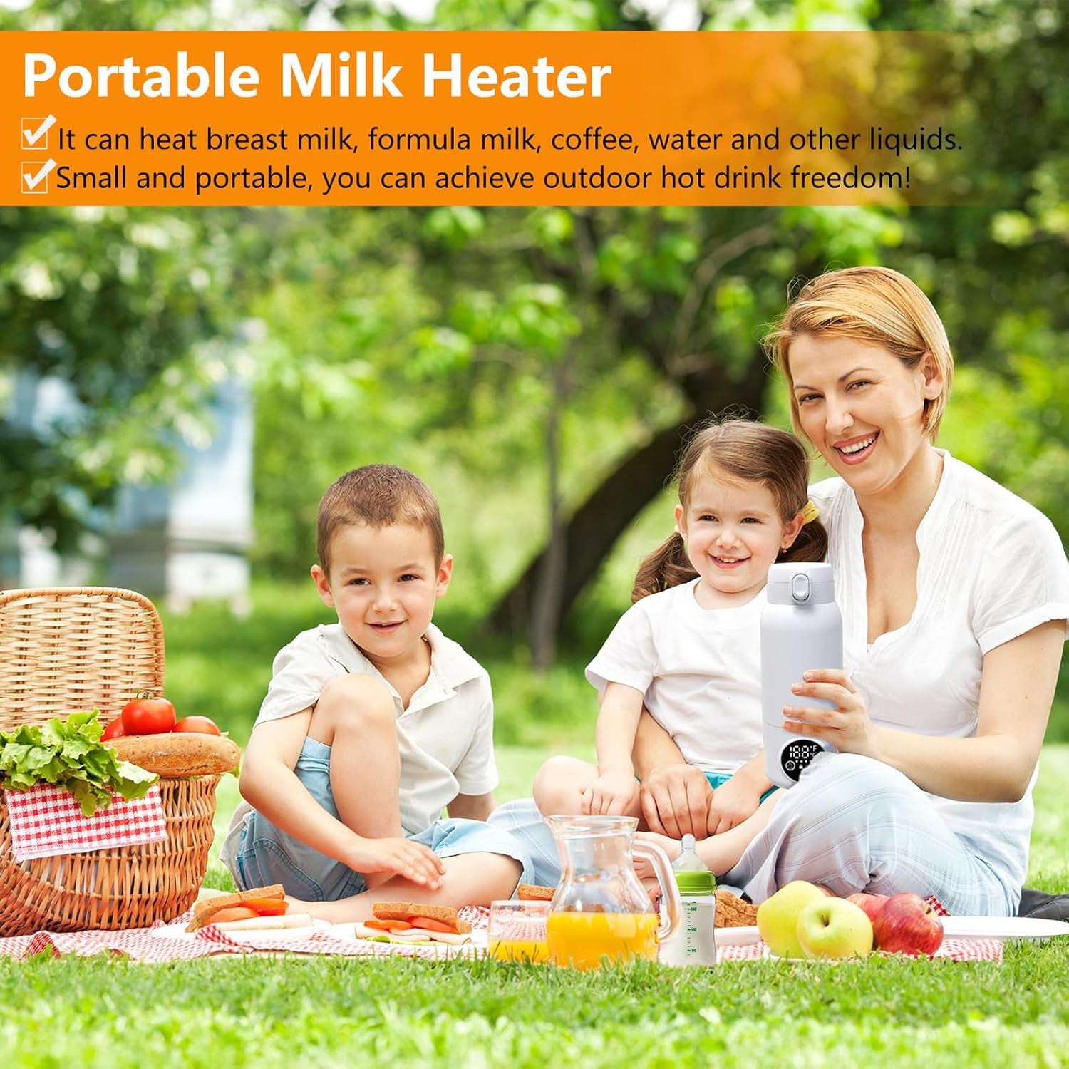 Portable Bottle Warmer, 17Oz Milk & Water Warmer for Travel, Efficient Heating with Preset Temperature, PD Fast Charging, IPX6 Rinseable