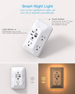 Outlet Extender with Night Light,  Multi Plug Outlet, USB Wall Charger Surge Protector 4 USB Ports(1 USB C), Power Strip Electrical Outlet Splitter Expander for Home Office Dorm Room, ETL