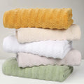 Zuma Zero Twist Cotton Medium Weight Towels, for Guest Bath, Bathroom, Shower, Spa, Plush Towels, Bath Essentials, Waffle Textured Stripes, 3 Piece Assorted Towel Set, Ivory