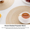 round Braided Placemats Set of 4 Washable Place Mats for Dining Tables 15 Inch Non Slip Kitchen Table Mats (Beige, 4)